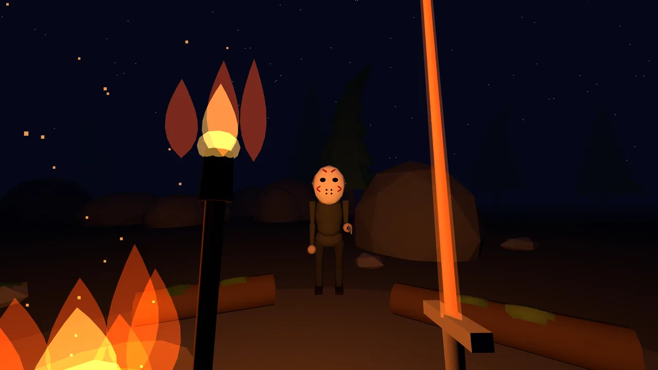 Screenshot: the masked man on the summit